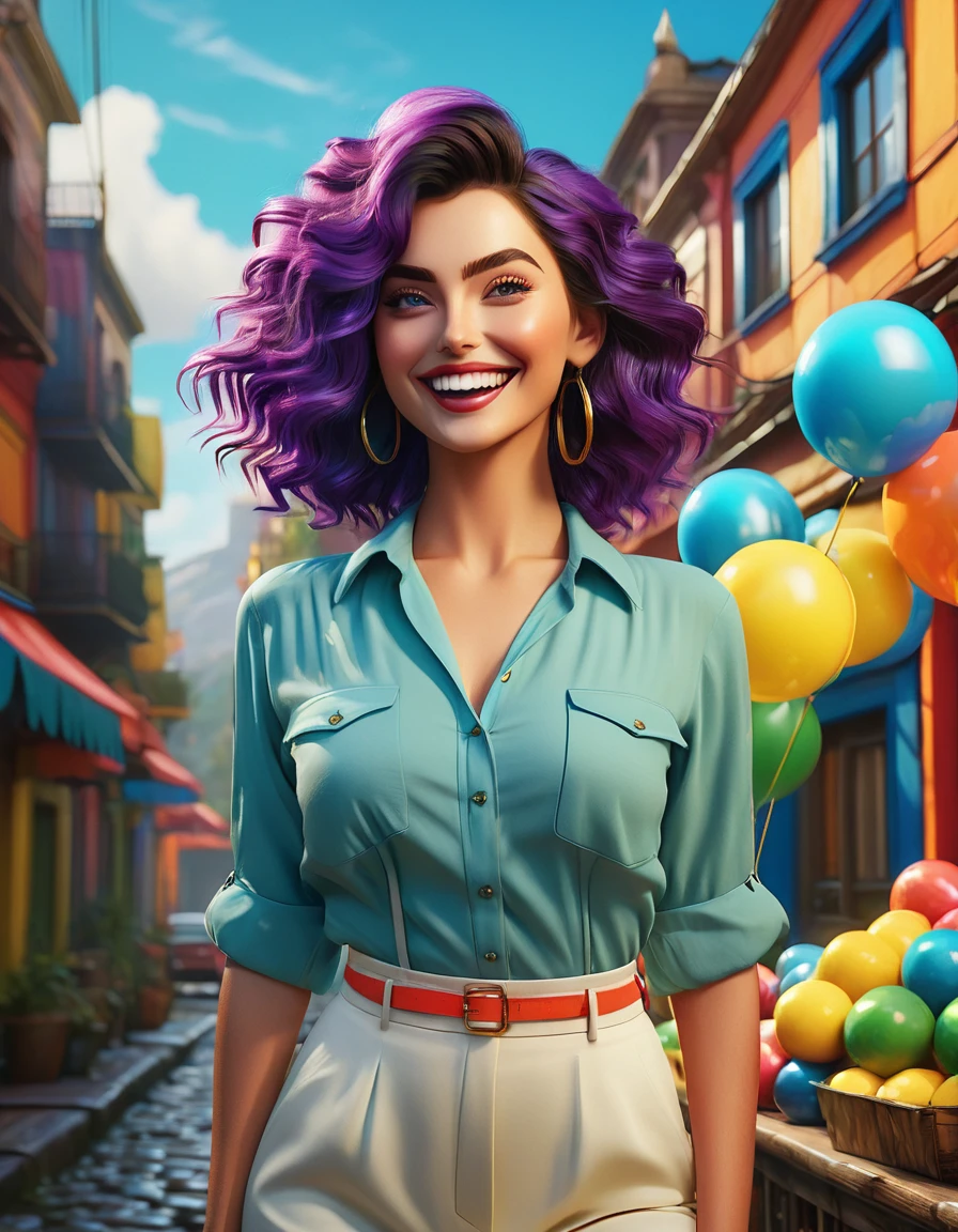 raw photo,gorgeous woman with a happy mood,inspired by popular movie aesthetics.The character should have vibrant, stylized features typical of reality, including expressive eyes, cute features and dynamic hair, and distinctive clothing.Emphasize a real texture skin engaging expression that captures the essence of a lovely blockbuster movie.Ensure the character's design is well-suited for use in a romantic environment, with clean lines, bold colors,and a strong sense of personality,sharp focus,incredible ultra-realism,hyper maximalism,photorealistic,highly detailed,high saturation and contrast,unreal engine,HDR,32 k,final render,masterpiece
