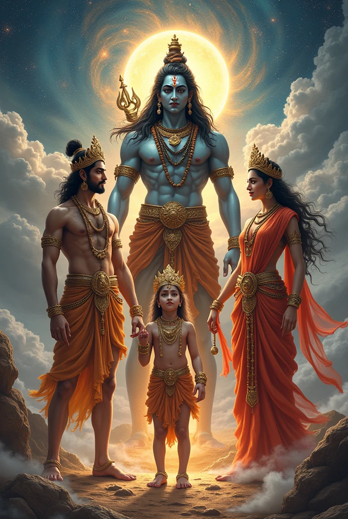 Shivji hanuman ji krishan ji and mata devi in one photo