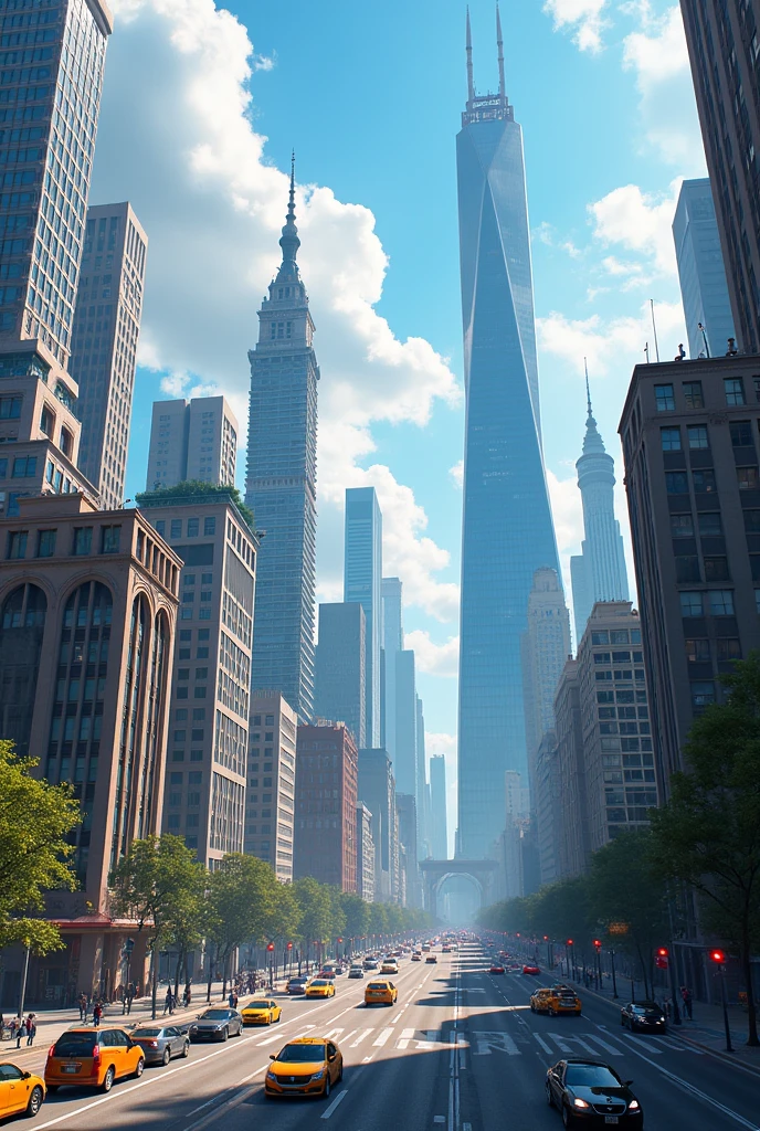 An animation showing a rapidly growing city with tall buildings and busy traffic