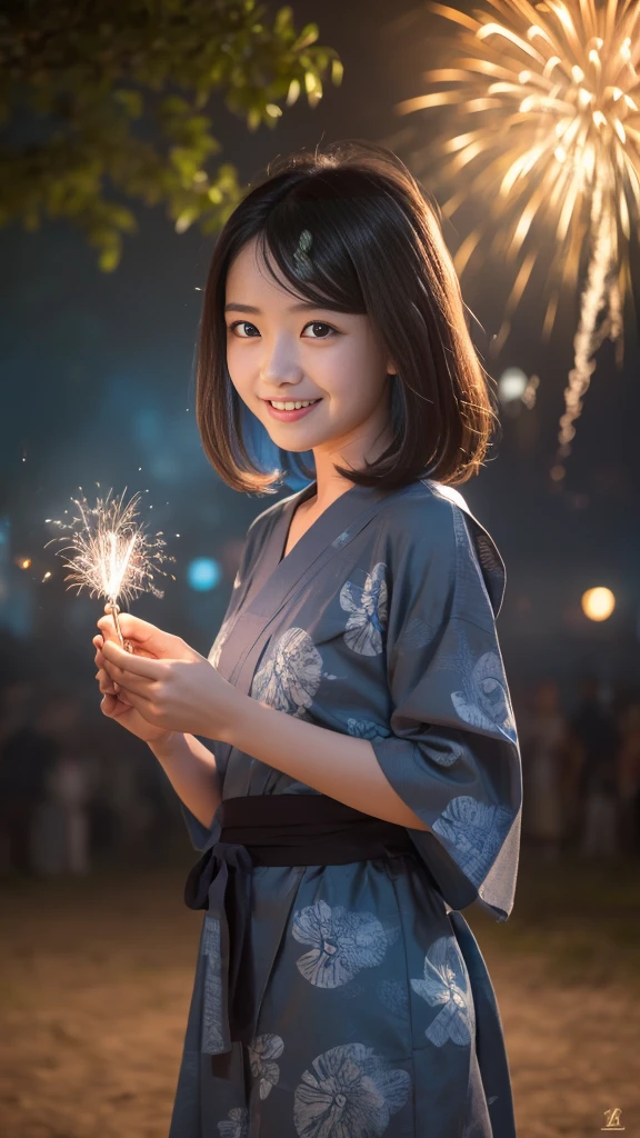 (nsfw), (masterpiece, Highest quality, 8K ultra-high resolution:1.6), Dynamic pose, Not wearing underwear, ****, kawaii, Pokemon Riko, (A colorful navy blue yukata: 1.4), Depiction of nipples, (Summer festival, Food stalls are lined up), ((turn around)), Beautiful Eyes,Flash photography, Backlight,  ((Close-up of face:1.4)), (The best smile:1.4), ((((Sweat)))), (Show your palm to the camera), (Beckon), Written boundary depth, Dramatic portrayal, (Colorful fireworks background), Focus of the film, , Emotional composition, Emotional engine full throttle BREAK Young and cute, Slender body, Flat Chest, Highly detailed glossy skin,Sweat,  完璧なPokemon Riko
, Wind, detailed in the Wind, petals dancing in the Wind
BREAK
ultra detailed crystal eyes, Eyes like shining jewels