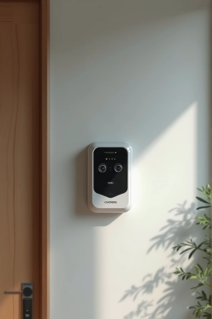 Face recognition device wall mounted front and back picture and a picture representing its key features