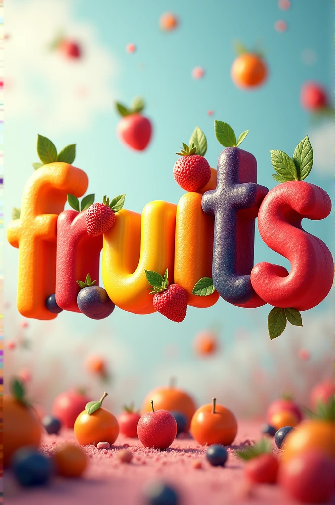in the word "fruits" there should be fruits on every letters