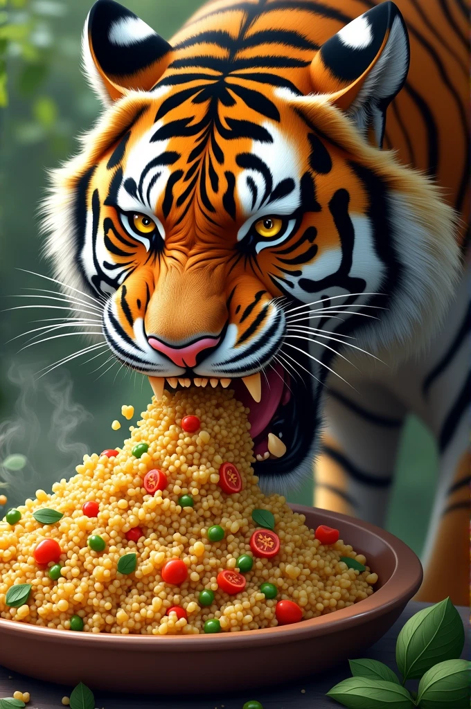 Tiger eats pilaf