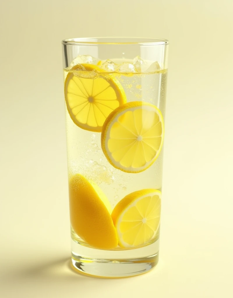 Lemon slices are clearly zoom water visible in the drink 