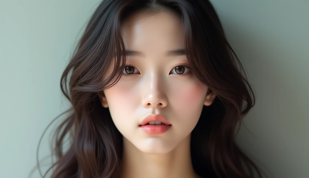 young Korean woman, korean celebrity, detailed long hair, detailed face beauty, beautiful eyes beautiful lips, nude