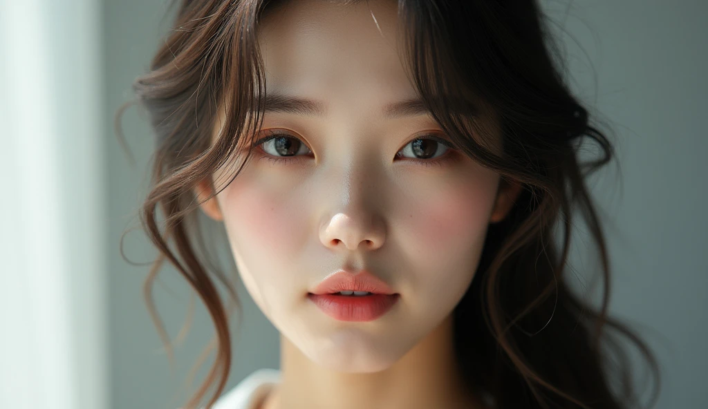 young Korean woman, korean celebrity, detailed long hair, detailed face beauty, beautiful eyes beautiful lips, nude