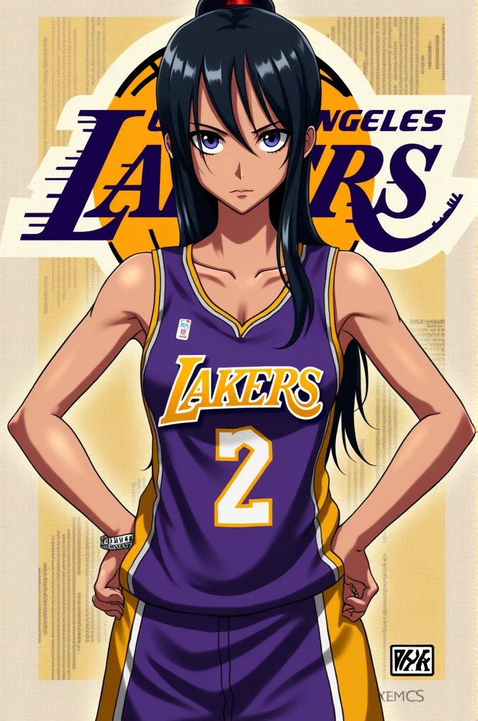 Nico Robin wearing a Lakers jersey. Oda Chart