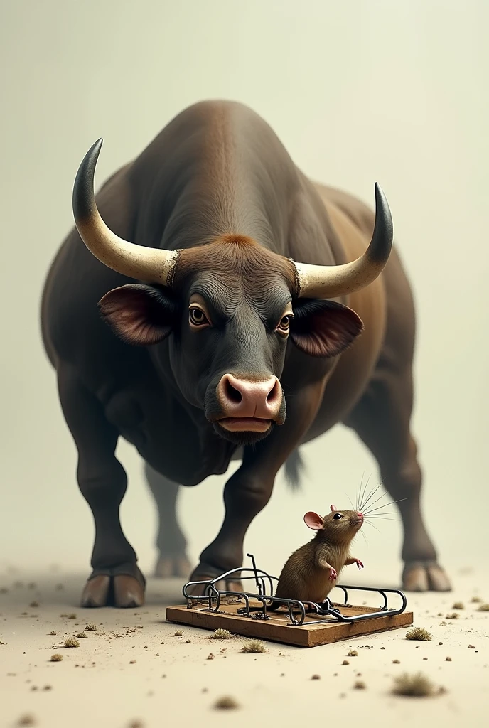 Bull trapped in a mouse trap