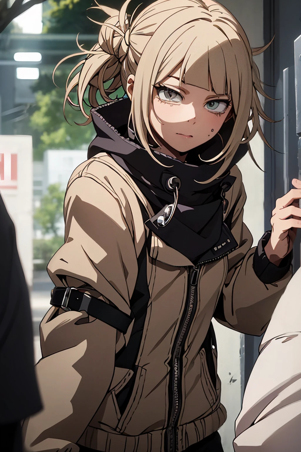 (Himiko toga),(short blond hair with two messy pulps),yellow eyes with thin pupils),(vestindHimiko toga),(short blond hair with two messy pulps),yellow eyes with thin pupils),(wearing),+,(Naked)