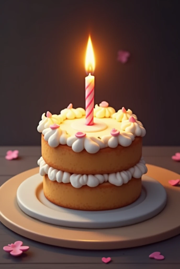 birthday cake 2 layer with candle, happy birthday Zana