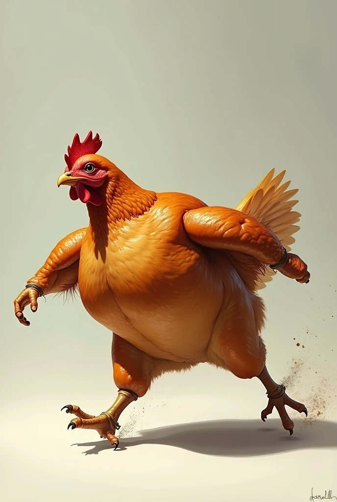 masterpiece, Highest quality, Absurd、(Roasted chicken running away):1.2、