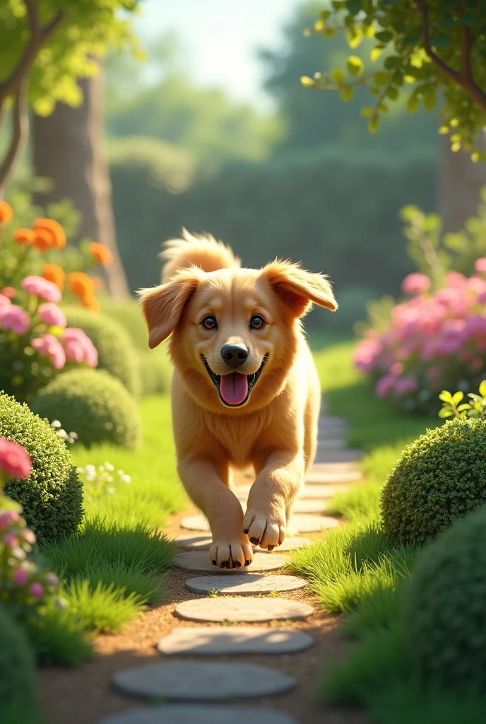 Can you generate dog picture within garden
