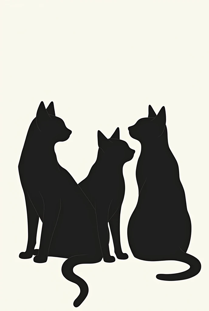 Illustration of three black cats in minimalist style