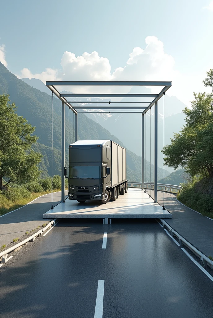 The highway has a 20-degree 2-meter high roadbed slope;Need to install a steel structure platform on a slope;The platform is 1 meter above the road surface;Horizontal distance from the road surface is 1 meter;And the platform load-bearing capacity must be greater than or equal to 100kg per square meter;Platform is 1.5 meter square;For installing DJI Hangar 2;Based on the above information, a floor plan is drawn
