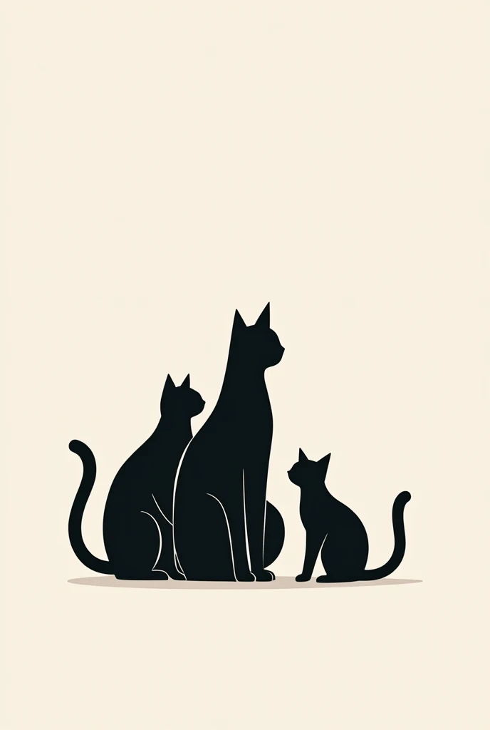 Illustration of three black cats in minimalist style 