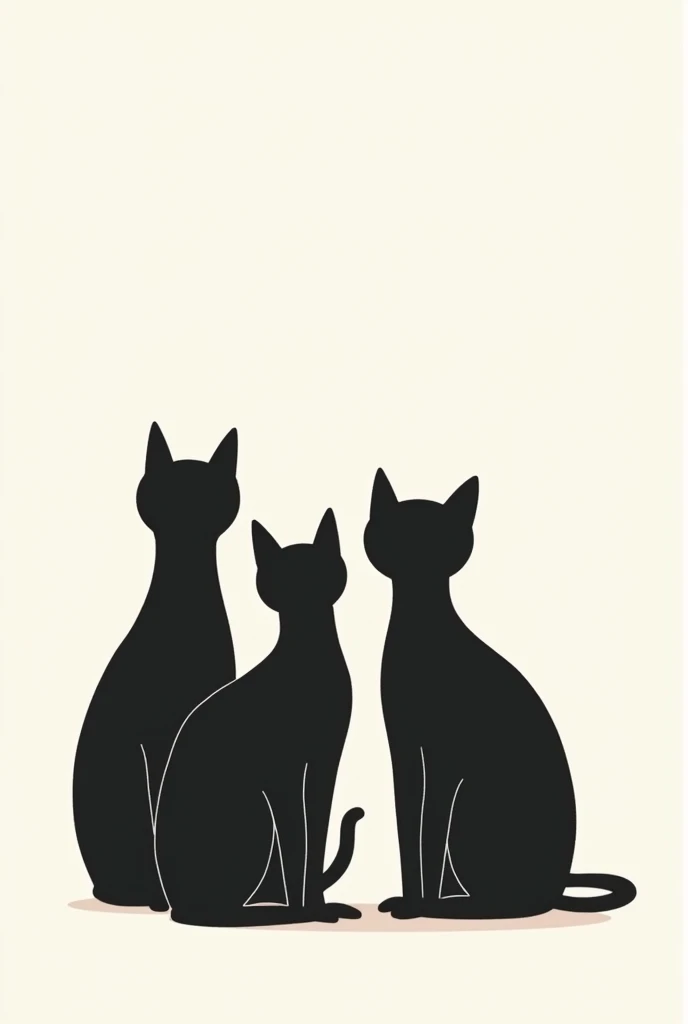 Illustration of three black cats in minimalist style 