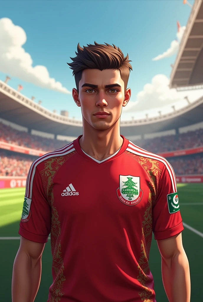 A  wearing a Saudi Ahli T-shirt 
