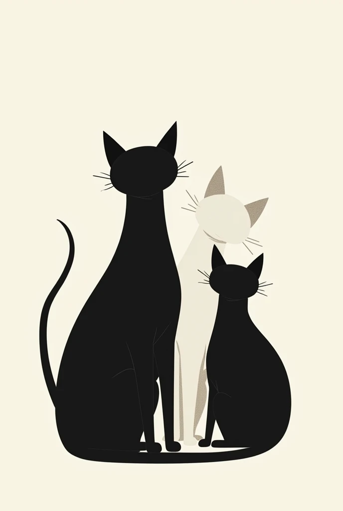 Illustration of three black cats in minimalist style 