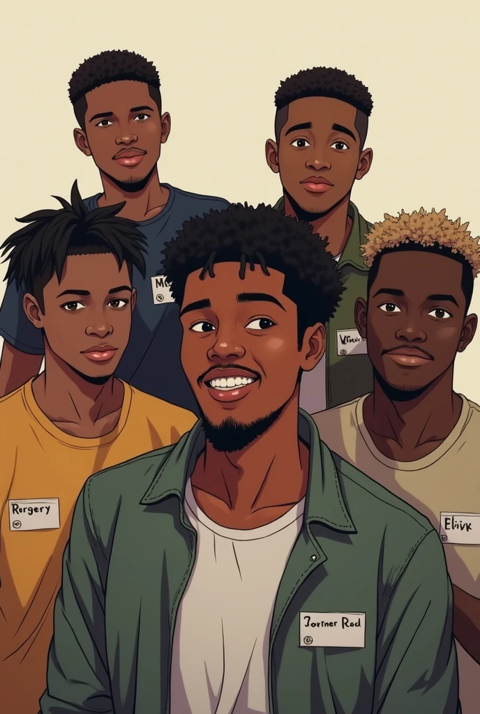 LENNY, MIKE FELIX, BISMARCK, SHADDY, and GIDDY with the name TaGs and all are black, and the ages According to names respectfully
