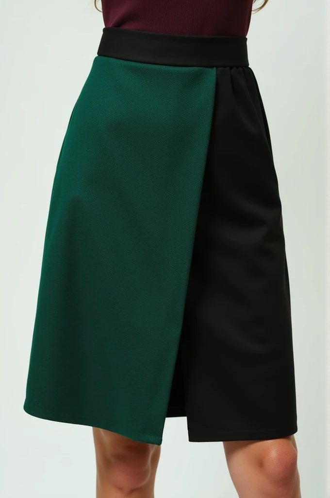 Knee-length skirt with three parts (vemleha, black and green