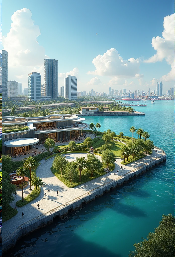 Panama&#39;s deepwater international megaport with shops, Hotel, restaurants, park and shopping