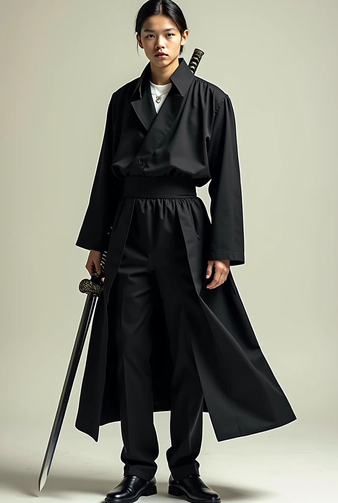 Katana, modern white formal shirt ,young