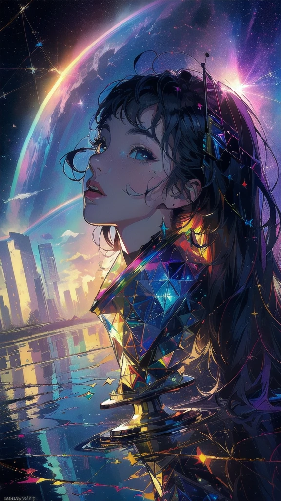 (((masterpiece, highest quality))),(((solo:1.2))),(((1girl:1.2))),32k wallpaper, very detailed, poster, vintage science fiction,(((((geometric cinematic movie poster))))), ((((bauhaus)))),(((abstract))),((((mid century modern)))),(((((portfolio))))),(((((Close-up))))),(((((bust up))))),((((more various angle)))),(((highlight))),((((heterochromia)))),(((complete. detailed face))),(((Extremely talented))),(((most complecated machine))),(((Overall colorfully))),((((((Absolutely Fantastic background)))))),(((amazing huge rainbow))),(((reflection eternal nebula)))