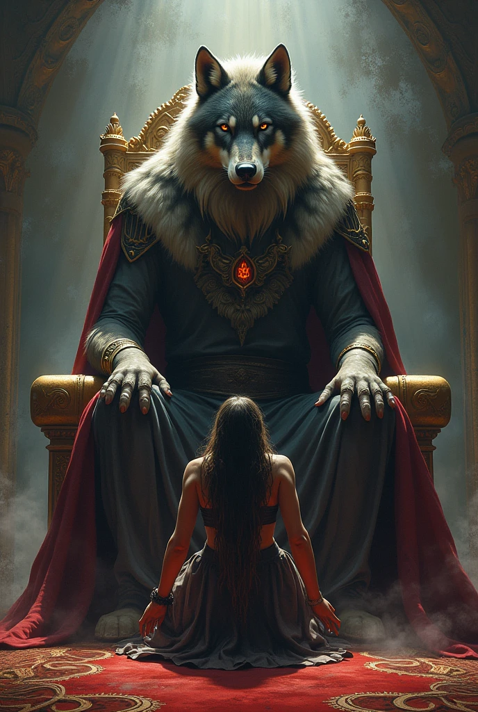 fantasy couple alpha wolf king x human slave
