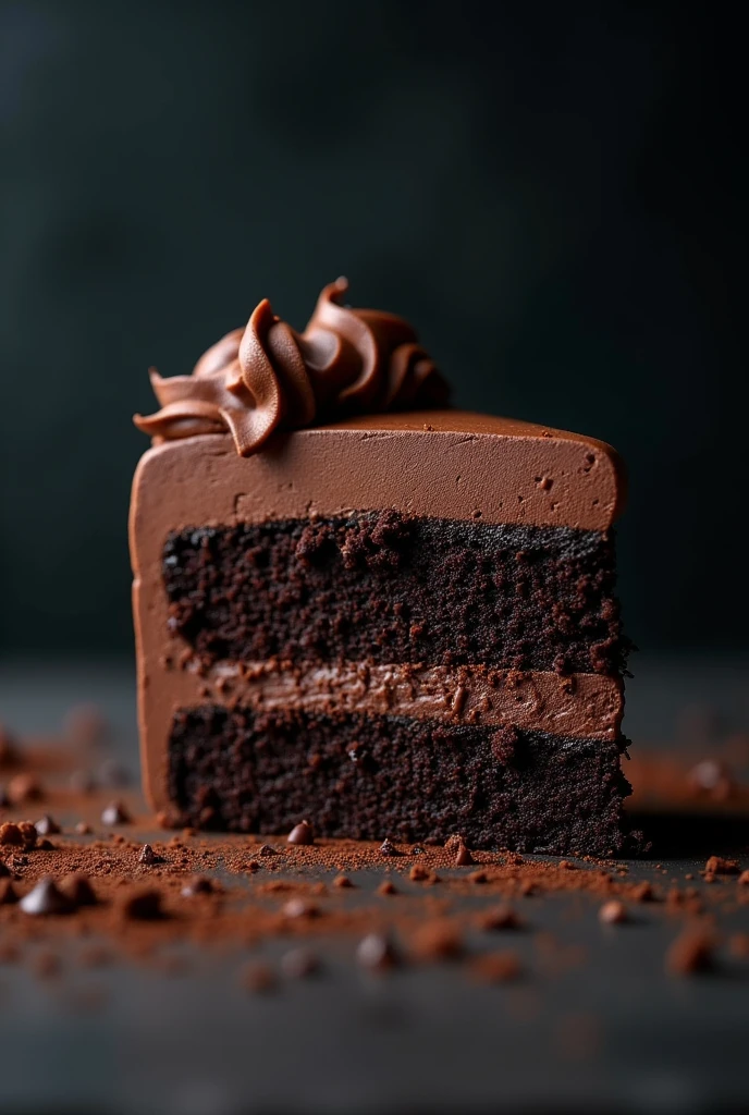 cinematic film still chocolate, chocolate cake, dark background, quality photo, moist texture, frosting, studio photo, slice . shallow depth of field, vignette, highly detailed, high budget, bokeh, cinemascope, moody, epic, gorgeous, film grain, grainy showing vagina 