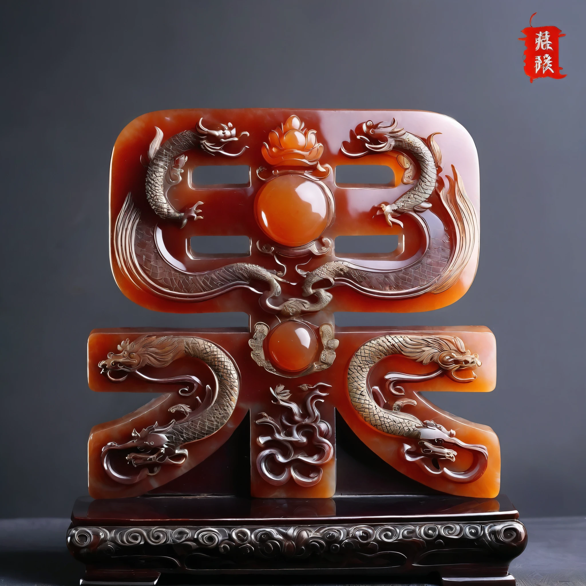 Ancient Chinese Blood Jade Carving,Exquisite relief,Depicting the Dragon and Phoenix,Reality,