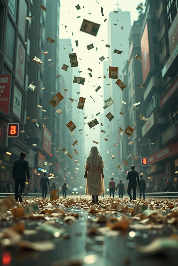 (photorealism:1.2), rain of  money in Pakistan