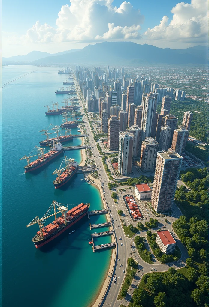 Panama&#39;s deepwater international megaport with shops, Hotels, restaurants, parks and shops and industrial zone ZEDE