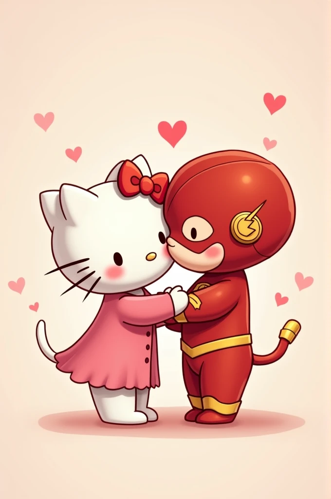 Cute drawing of Hello Kitty and Flash kissing