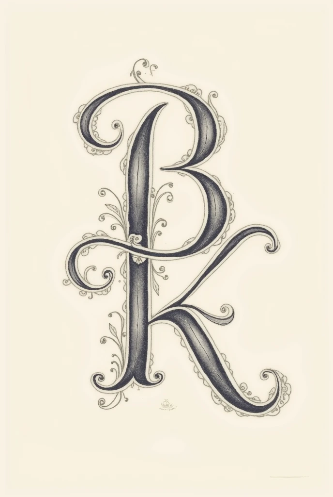 Design a letter with the letters B and K as cursive.