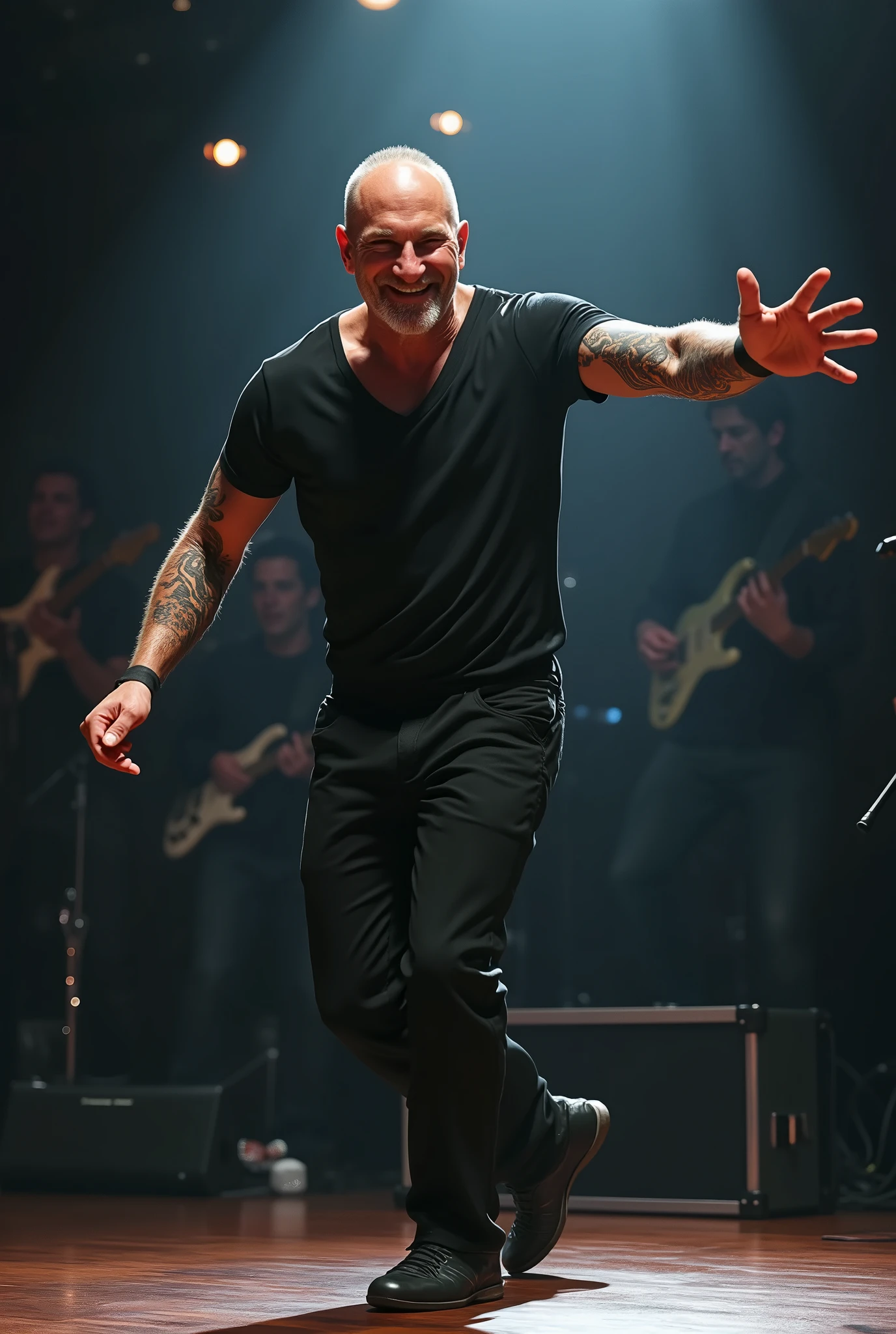 (photorealism:1.2), I WANT TO SEE PHIL COLLINS DANCING ROCK 
