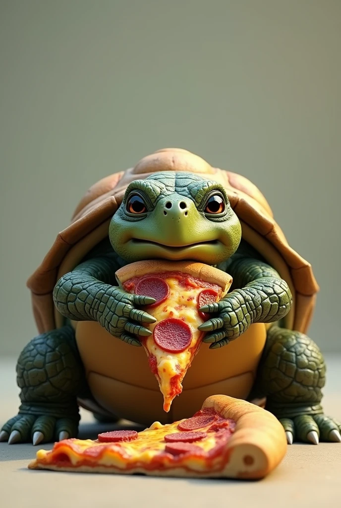 (photorealism:1.2),I WANT TO SEE A TURTLE EATING A PIZZA


