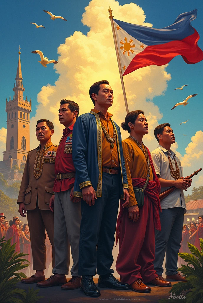 filipino: liberating language, make a picture that represents the filipinos and its national heroes