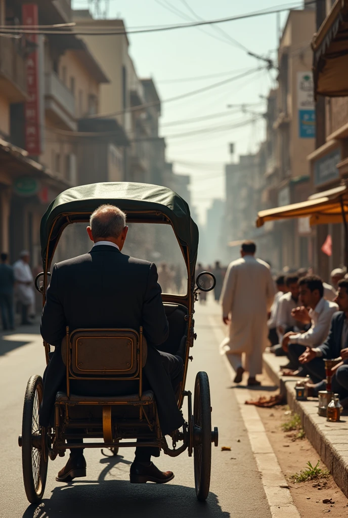 A gentleman was passing by a rickshaw.
He saw a majlis on the side of the road.