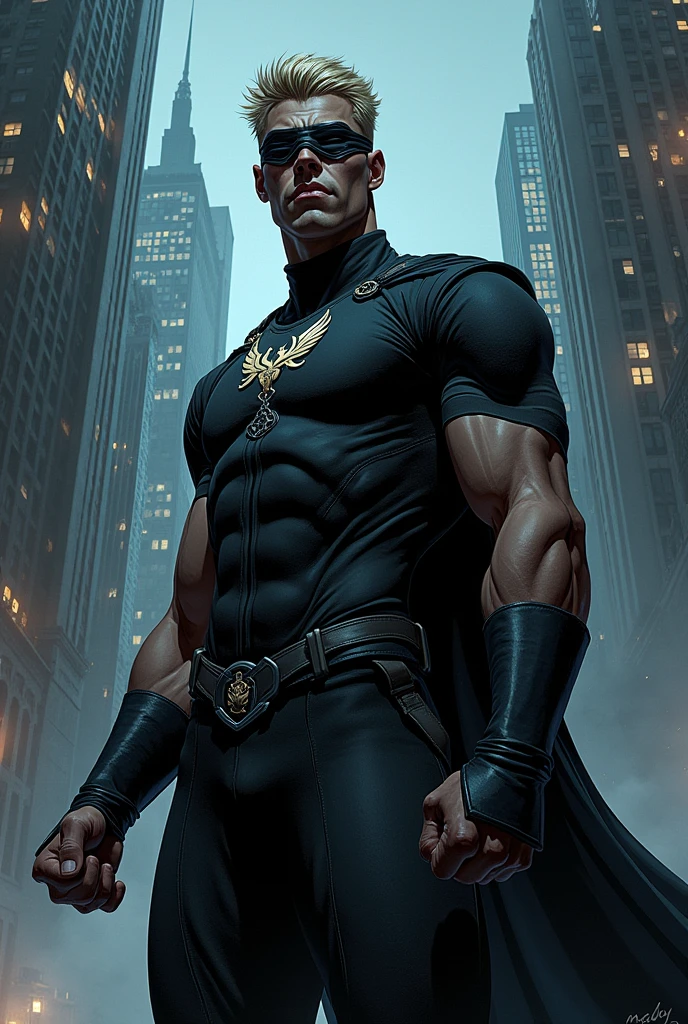 Create a comic book character who wears a blindfold because of his powerful eyes and gesture magic