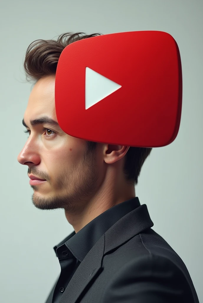 (photorealism:1.2), a man who's head like is YouTube icon