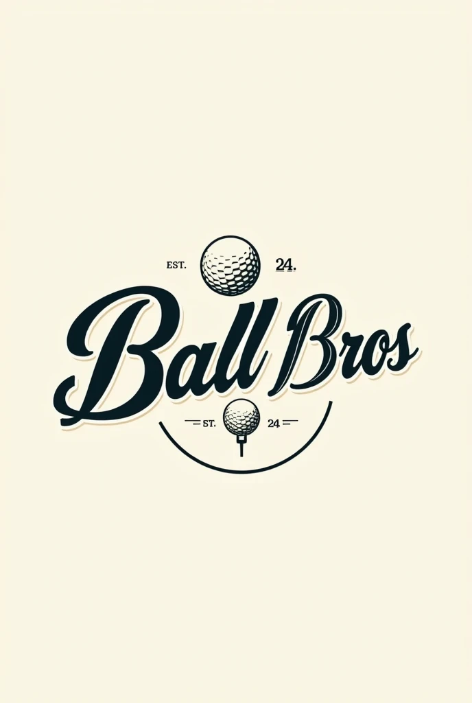 Ball bros golf ball logo cursive letters with a golf ball and the word est. 24