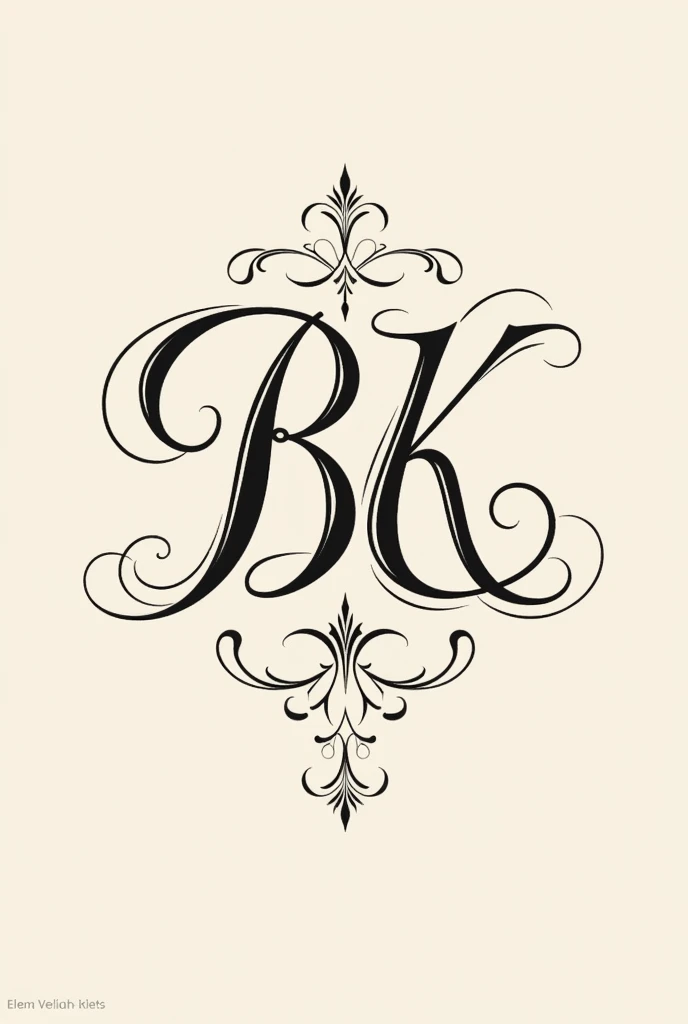 Design a letter with the letters B and K as cursive.