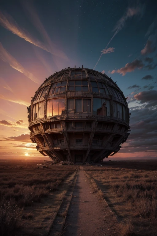 Highest quality、masterpiece、Desolate Earth、wreckage、Red Sky、Surrealism