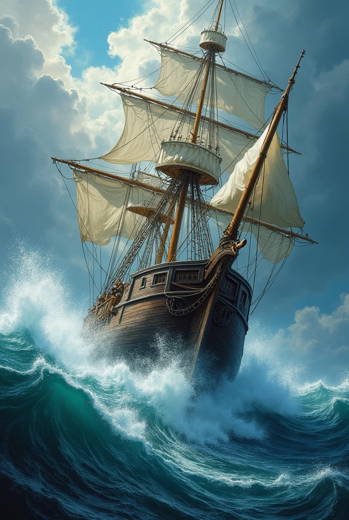 8K, Ultra HD, HDR, Intricate details, photo, Practical, Very detailed,
A painting depicting a ship on a rough sea. Water pours from the painting into the room and onto the floor.
Fantasy style. Fantasy-like Dream Art. Surreal.