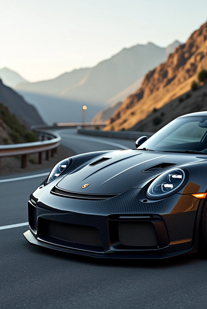 porsche 911 gt3 with custom wrap with carbon fiber hood and spoiler