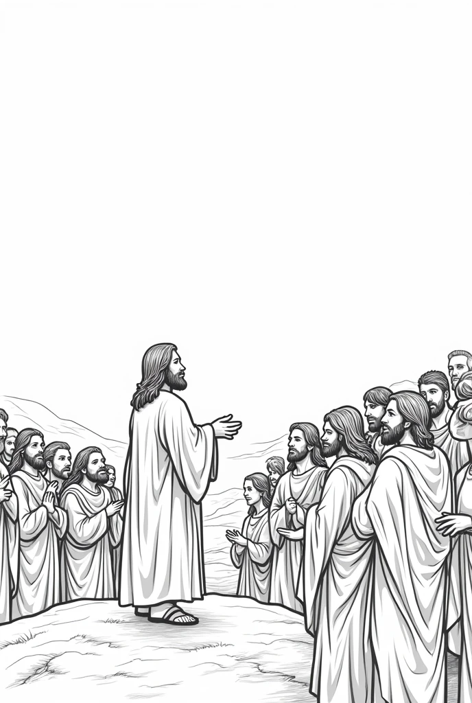 Sermon on the Mount to trace easy black and white drawing