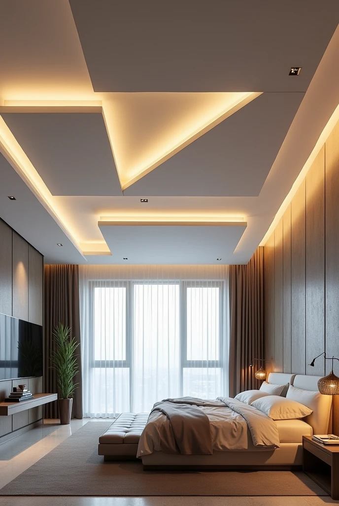 mujhe modren ceiling design chahiye h 14'*16' k room k liye bed room k liye