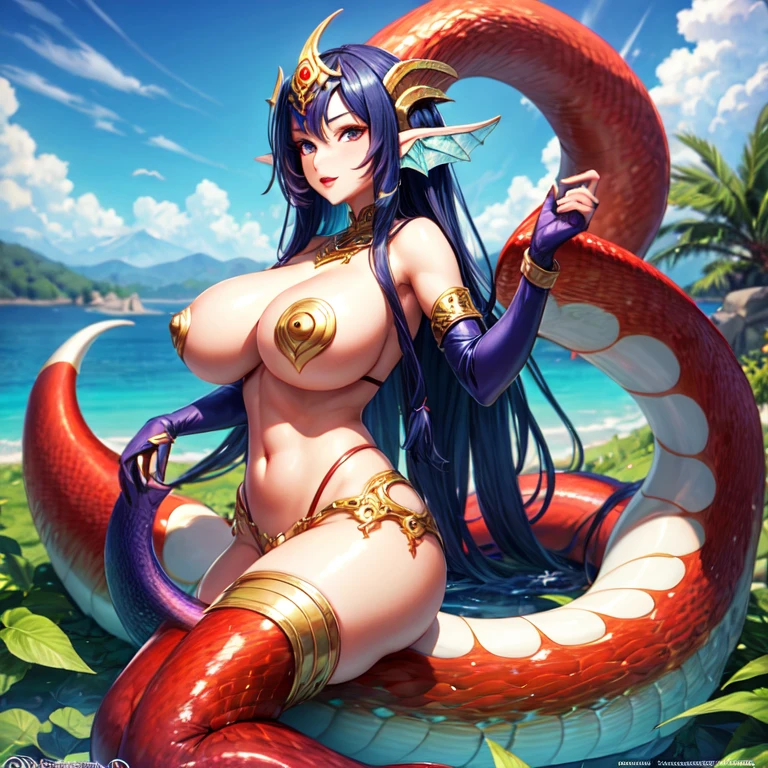 Very beautiful naga siren with big breasts