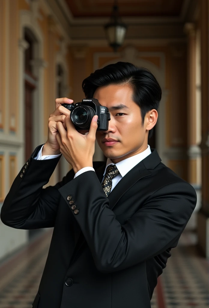 Asian man wearing a suit and tie taking a photo, Photo by Laszlo Balogh, Shutterstock, Renaissance, Krzysztof Kononowicz, Marco Bucci, Alessandro Barbucci, Piotr Yablonsky, Marius Lewandowski, Stefano Brunesi, stefan koidl, Christian McNevin