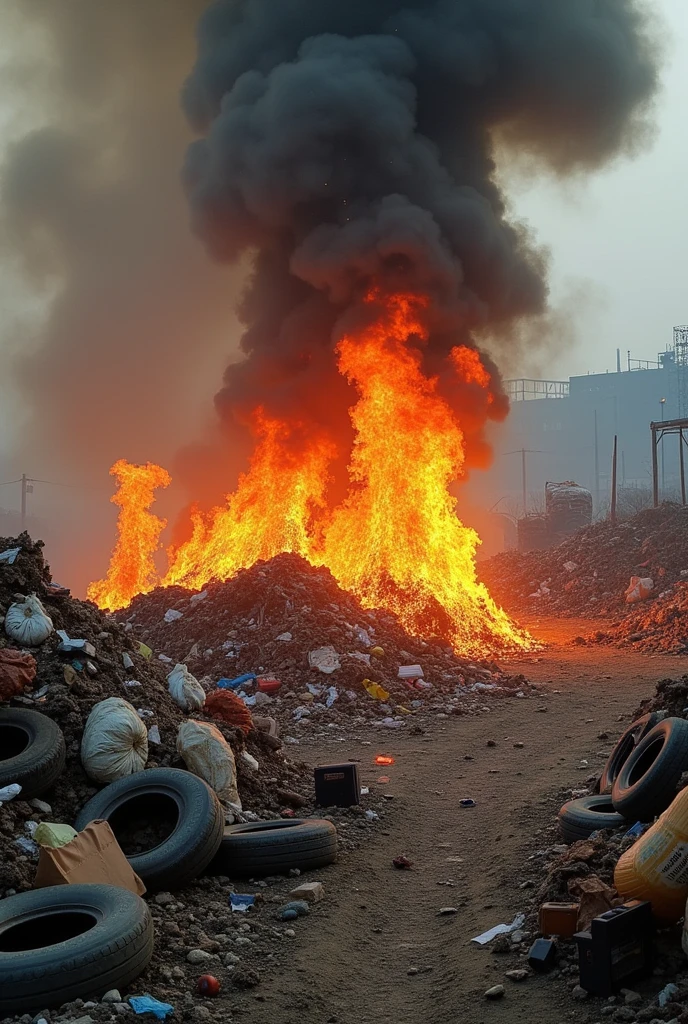 Waste being burned